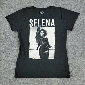 Selena Shirt Girl's 2XL Black Spell Out Graphic Tee Crew Neck Short Sleeve Top